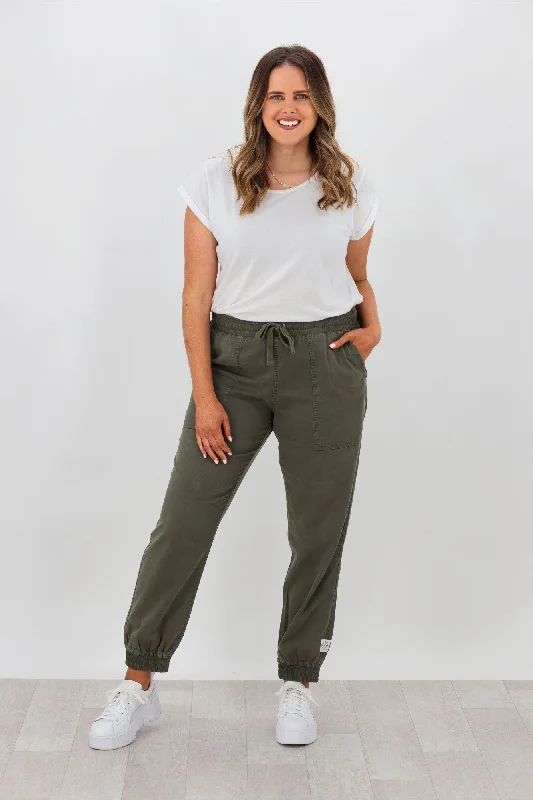 Plus Size Women's Stretch Cotton Tight Trousers in Navy for Comfortable Everyday WearElm Rome Pant Khaki