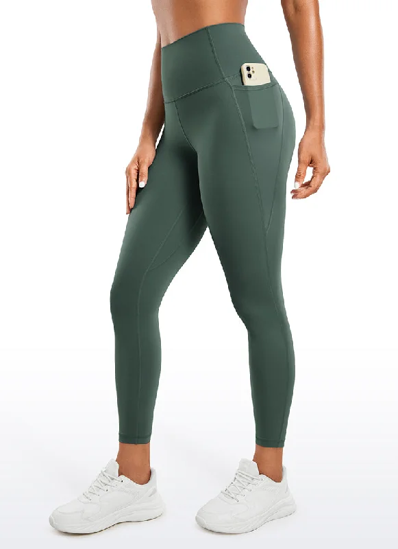 Women's Leather - Look Tight Trousers with Zipper Details in Dark Gray for an Urban StyleButterluxe Pockets Leggings 25''