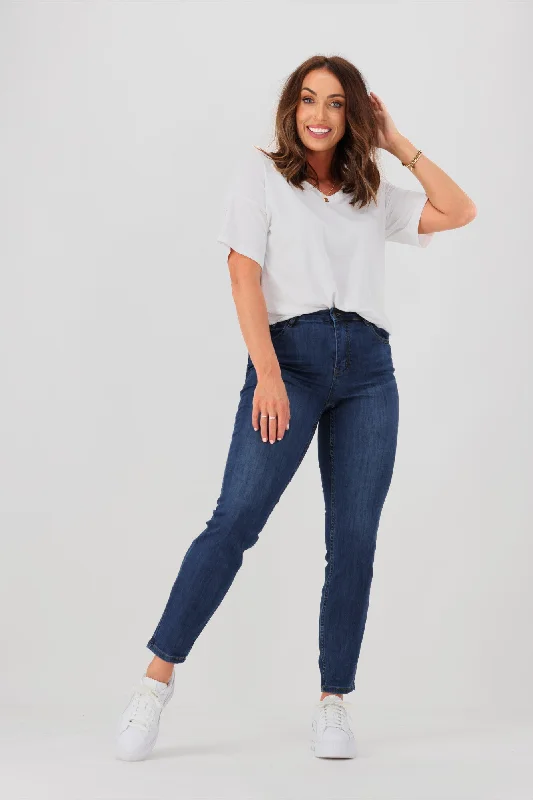 Women's Fleece - Lined Tight Trousers in Dark Blue for Warmth in Cold WeatherShine On Label Camryn Skinny Jean  Indigo Wash