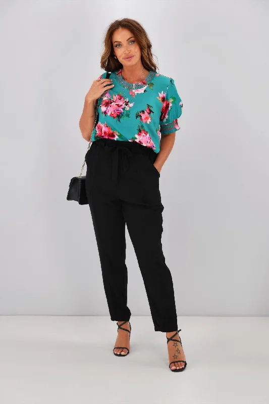 Plus Size Women's Snake - Print Tight Trousers in Brown and Black for a Bold Fashion StatementShine On Label Silas Tie Front Pant Black Plus Size Women's Snake - Print Tight Trousers in Brown and Black for a Bold Fashion StatementShine On Label Silas Tie Front Pant Black