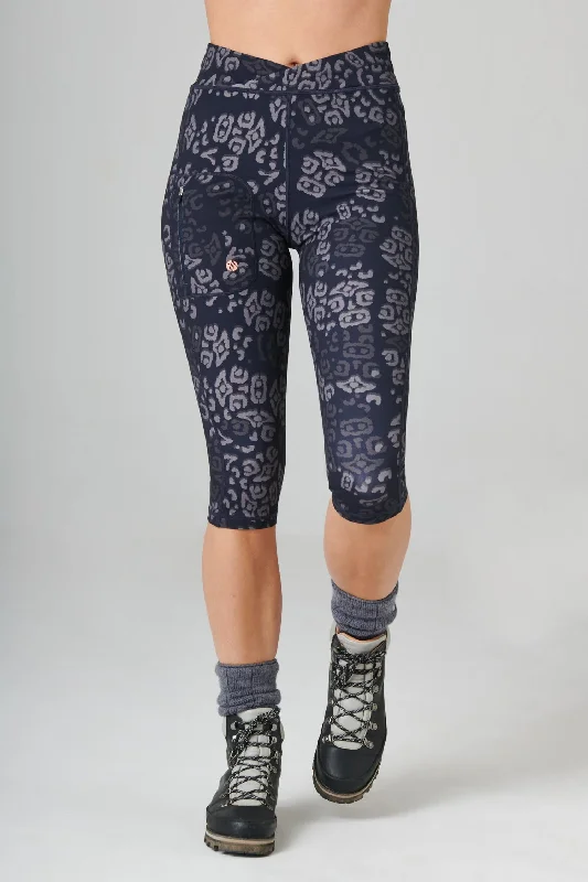 Plus Size Women's Printed Tight Trousers in Floral Patterns for a Spring - Inspired OutfitThe Recycled Outdoor Capri Leggings - Navy Wild Print Plus Size Women's Printed Tight Trousers in Floral Patterns for a Spring - Inspired OutfitThe Recycled Outdoor Capri Leggings - Navy Wild Print
