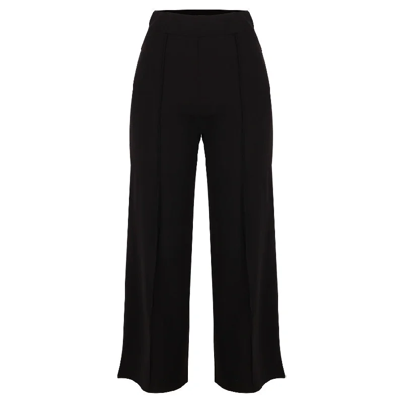 Plus Size Women's Corduroy Tight Trousers in Olive Green for a Retro and Cozy VibeREDTAG Black Wide Leg Trousers for Women