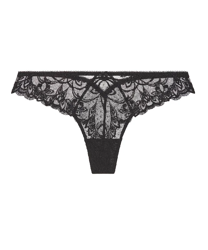 black women lingerie for eleganceAu Bal de Flore Black Thong