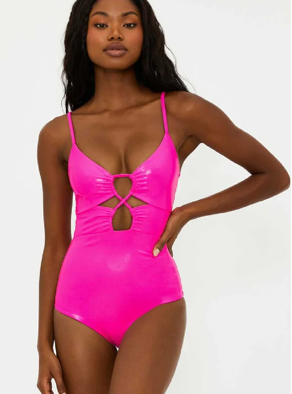 printed women bikini briefs with floral patternsBeach Riot Women's Leslie Shimmery One Piece Swimsuit - Radiant Rose Pink printed women bikini briefs with floral patternsBeach Riot Women's Leslie Shimmery One Piece Swimsuit - Radiant Rose Pink