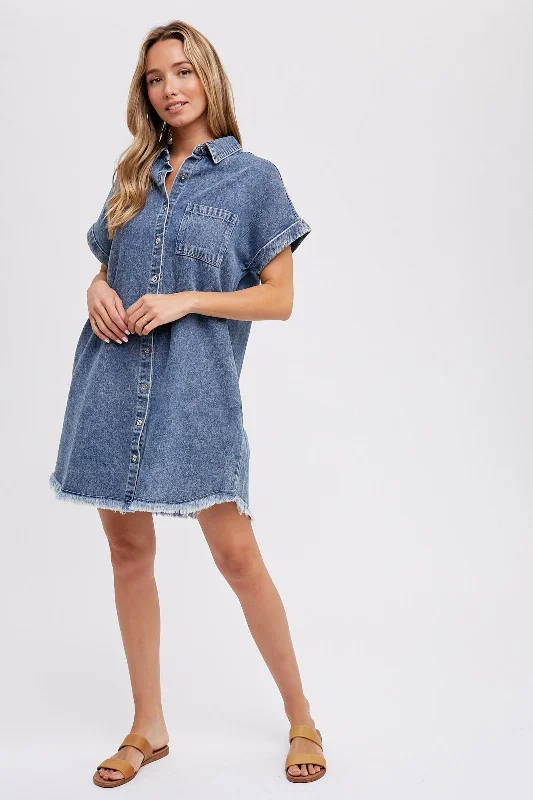 moisture wicking women nursing braBlue Denim Button Up Dress