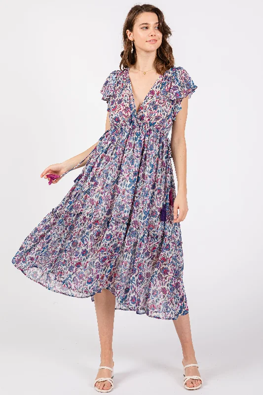 convertible women nursing bra with different stylesBlue Floral Chiffon Flutter Sleeve Ruffle Hem Midi Dress convertible women nursing bra with different stylesBlue Floral Chiffon Flutter Sleeve Ruffle Hem Midi Dress