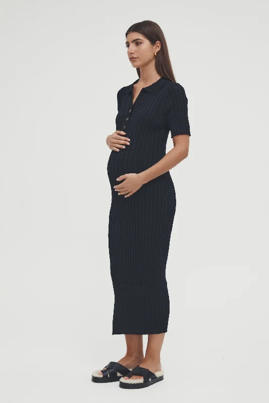 breathable fabric women nursing braLuxe Polo Dress (Black)
