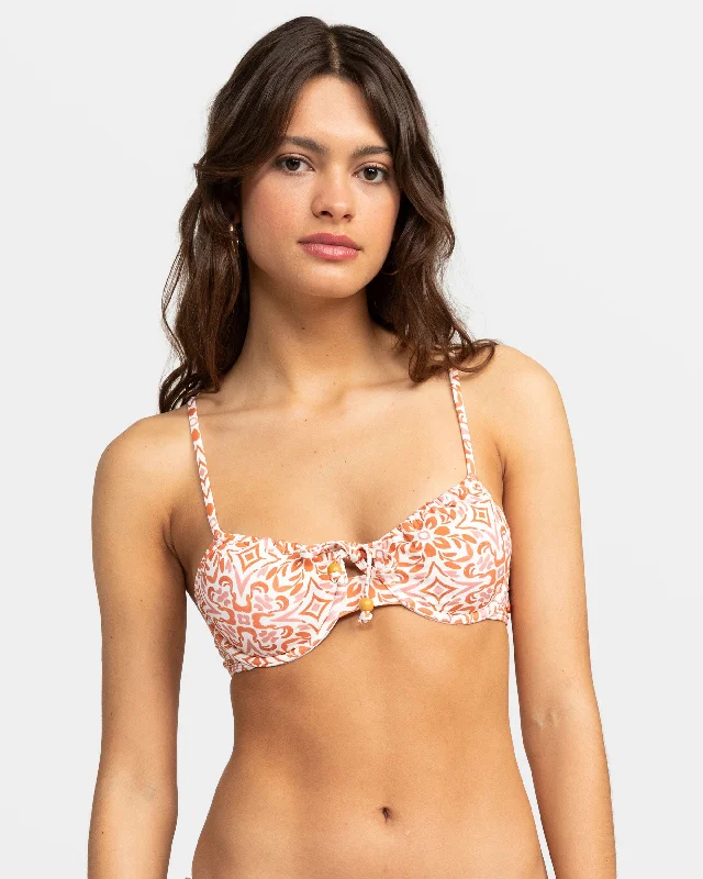 travel friendly women bikini briefs for easy packingFresco Tile Underwire Bikini Top - Cloud Dancer Fresco Tile
