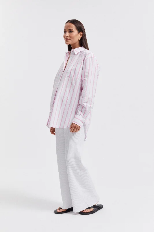 organic cotton women nursing braAzure Shirt (White/Pink Stripe)