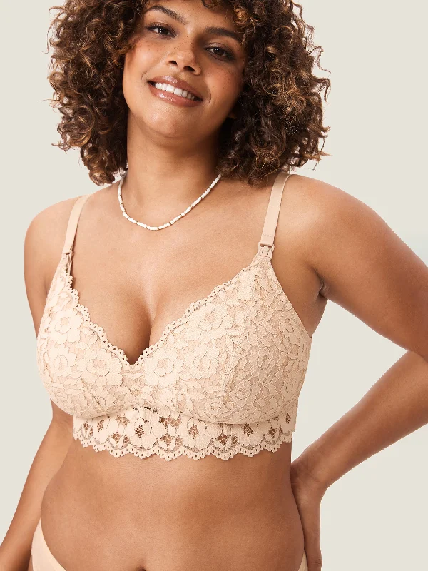 hands free women nursing bra for multitaskingMore Support Lace Nursing Bralette