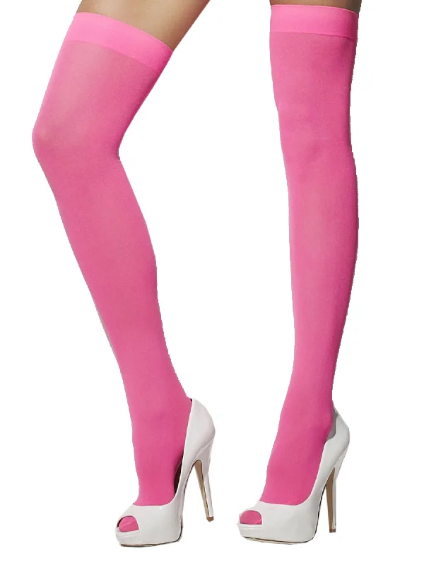 Opaque Hold Ups Neon Pink - One Size