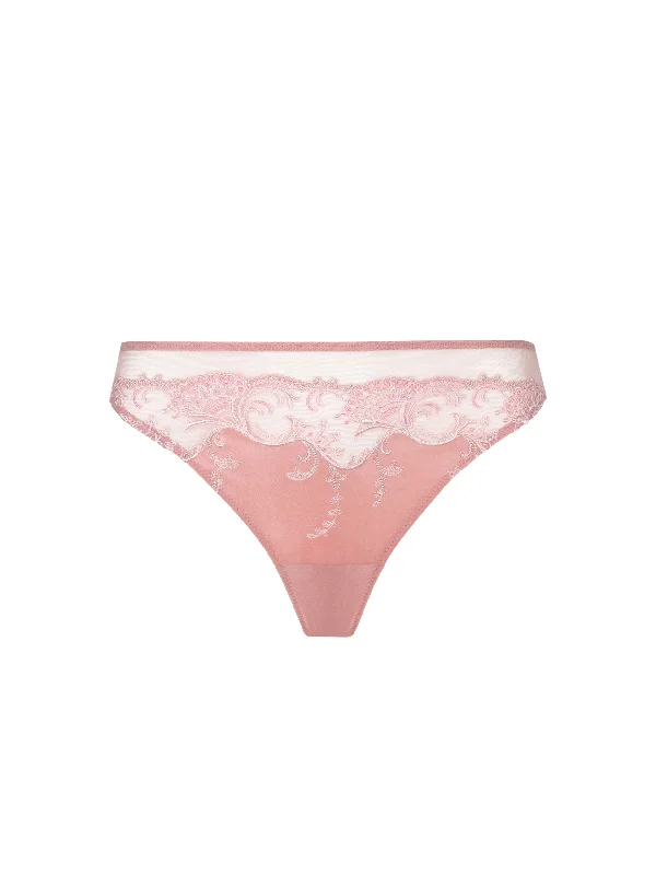 vintage style women lingerie for a classic charmSplendeur Soie Pink Thong