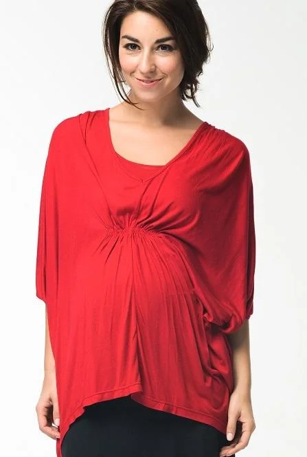 wireless women nursing bra for a natural feelMabel Maternity Top Red