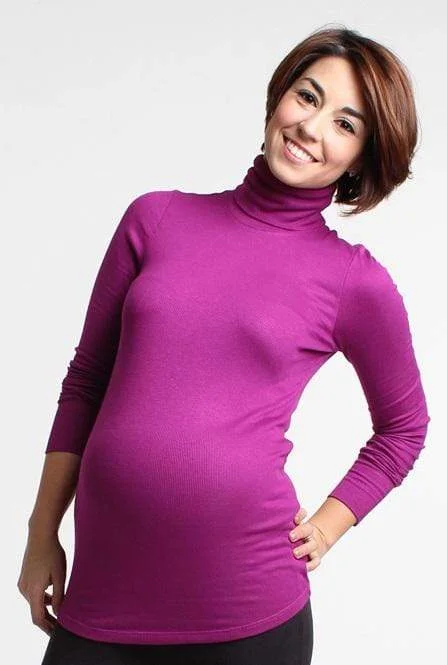 moisture wicking women nursing braEmma Maternity Turtle Neck Tee Purple