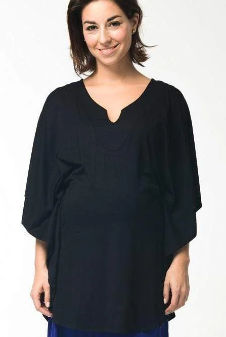 anti - bacteria odor resistant women nursing braMadeira Y-Neck Maternity Top Black