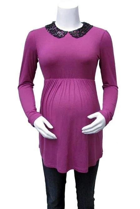 quick dry women nursing braWina Peter Pan Bamboo Maternity Top Plum