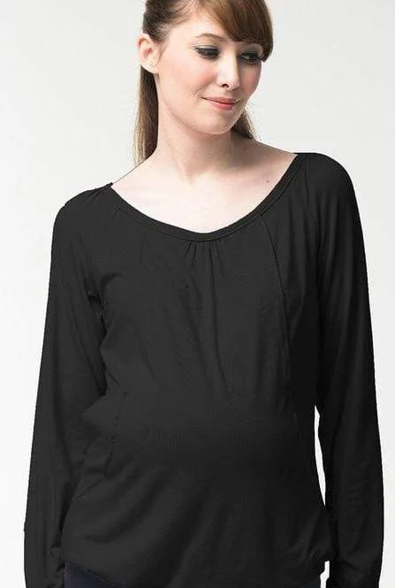 postpartum women nursing braValma Gather Bamboo Cotton Long Sleeve Nursing Nursing Top Black postpartum women nursing braValma Gather Bamboo Cotton Long Sleeve Nursing Nursing Top Black