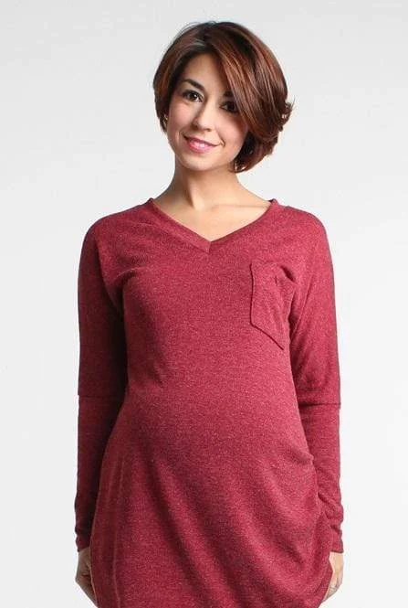 supportive women nursing bra for large bustsWinda V-Neck Sweater Wine