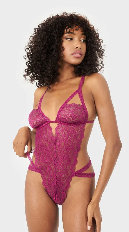 Strappy Garnet Lace Teddy