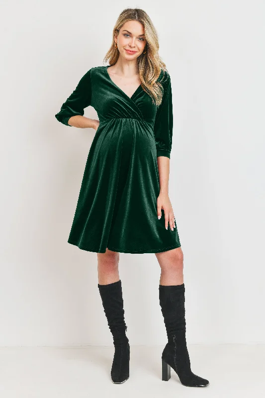 padded cup women nursing braStretch Velvet V-Neck Maternity/Nursing Dress
