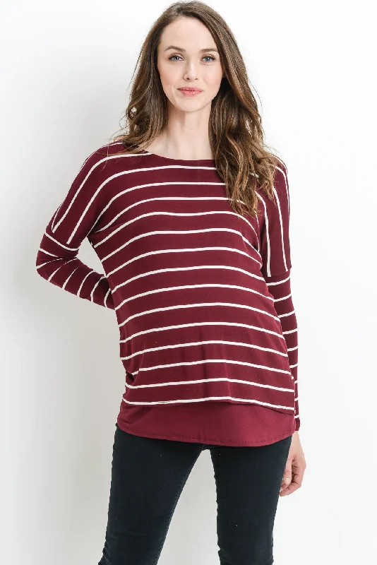 maternity and nursing combined women nursing braStripe Long Sleeve Double Layer Nursing/Maternity Top maternity and nursing combined women nursing braStripe Long Sleeve Double Layer Nursing/Maternity Top