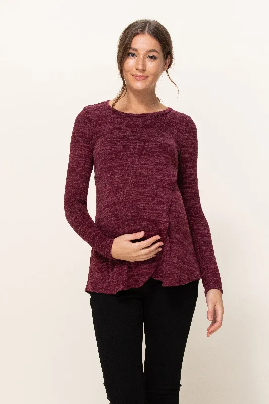 seamless women nursing bra for comfortSweater Knit Tulip Hem Maternity/Nursing Top