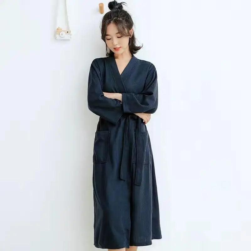 Women Deep Blue Kimono Bath Gown