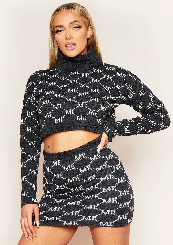 ribbed women cardigan with a classic textureCarly Charcoal Missy Empire Print Knitted Roll Neck Cropped Jumper ribbed women cardigan with a classic textureCarly Charcoal Missy Empire Print Knitted Roll Neck Cropped Jumper