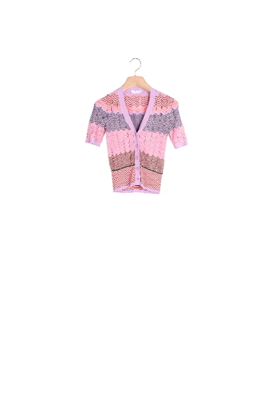 floral print women cardigan for a feminine touchCardigan manches courtes à rayures