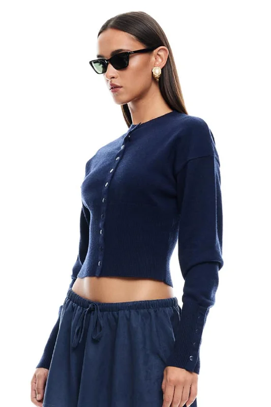 v neck women cardigan to elongate the necklineLIONESS Head In The Clouds Cardigan Navy v neck women cardigan to elongate the necklineLIONESS Head In The Clouds Cardigan Navy