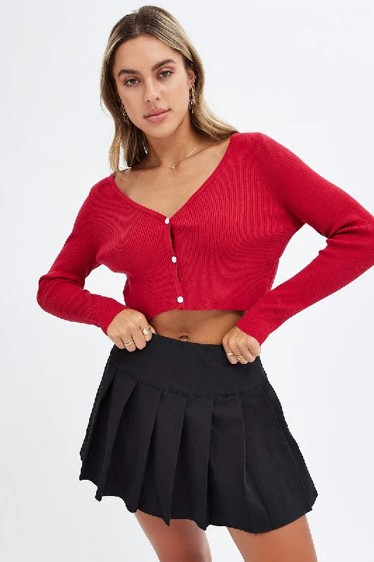 maternity women cardigan for expecting momsRed Knit Cardigan Long sleeve