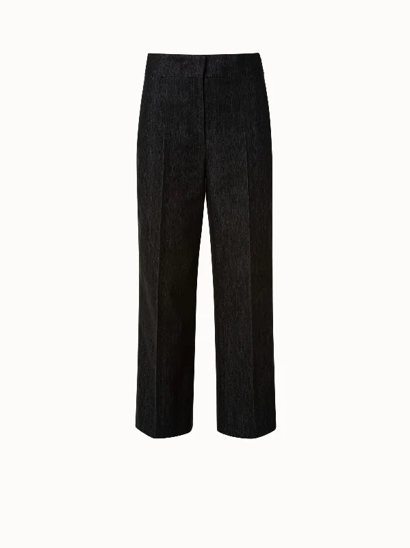 Cigarette Style Women's Printed Linen Blend Pants for Casual DaysCropped Wide Leg Stretch Denim Pants Cigarette Style Women's Printed Linen Blend Pants for Casual DaysCropped Wide Leg Stretch Denim Pants
