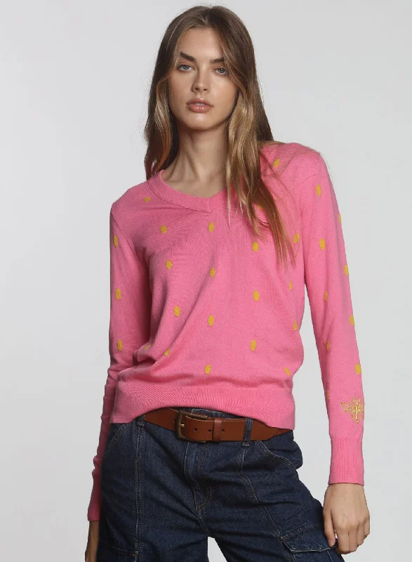 Plus Size Women's Off - Shoulder Ruffled Hem Sweater in Pink for a Feminine and Flirty LookDobby Dot Crew - Barbie Pink Plus Size Women's Off - Shoulder Ruffled Hem Sweater in Pink for a Feminine and Flirty LookDobby Dot Crew - Barbie Pink