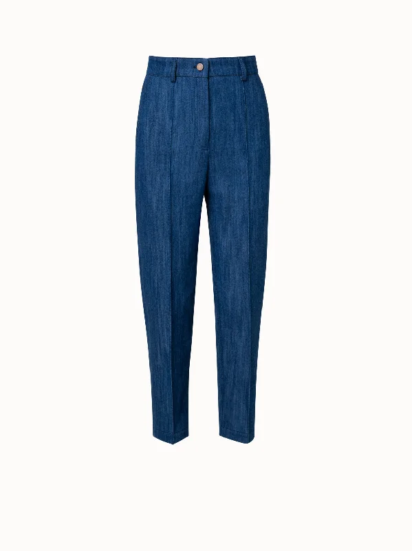 Bell - Bottom Style Women's Denim Pants with Embroidered DetailsFeryn Stretch Denim Tapered Pants Bell - Bottom Style Women's Denim Pants with Embroidered DetailsFeryn Stretch Denim Tapered Pants