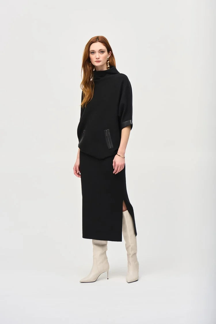 Women's Longline Boyfriend - Style Sweater in Gray for a Relaxed and Casual OutfitJoseph Ribkoff Black Sweater Knit Funnel Neck Top Women's Longline Boyfriend - Style Sweater in Gray for a Relaxed and Casual OutfitJoseph Ribkoff Black Sweater Knit Funnel Neck Top