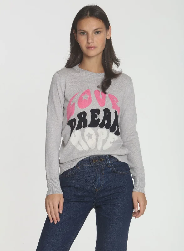 Women's Cropped Cable - Knit Merino Wool Sweater in Beige for a Trendy Fall OutfitLove Dream Crew - Fog Multi Women's Cropped Cable - Knit Merino Wool Sweater in Beige for a Trendy Fall OutfitLove Dream Crew - Fog Multi