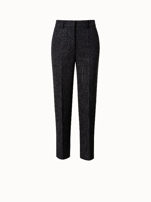 Ankle - Length Women's Printed Joggers for TravelingPebble Crêpe Tapered Pants with Metallic Pin Stripes Ankle - Length Women's Printed Joggers for TravelingPebble Crêpe Tapered Pants with Metallic Pin Stripes