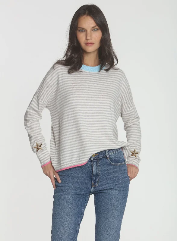 Women's Fair Isle Patterned Wool Sweater in Multicolor for a Traditional Holiday VibePeggy Star Cuff - Grey Combo Women's Fair Isle Patterned Wool Sweater in Multicolor for a Traditional Holiday VibePeggy Star Cuff - Grey Combo