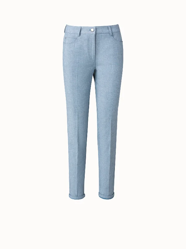Cigarette Style Women's Printed Linen Blend Pants for Casual DaysMagda Pant In Cotton Denim Stretch