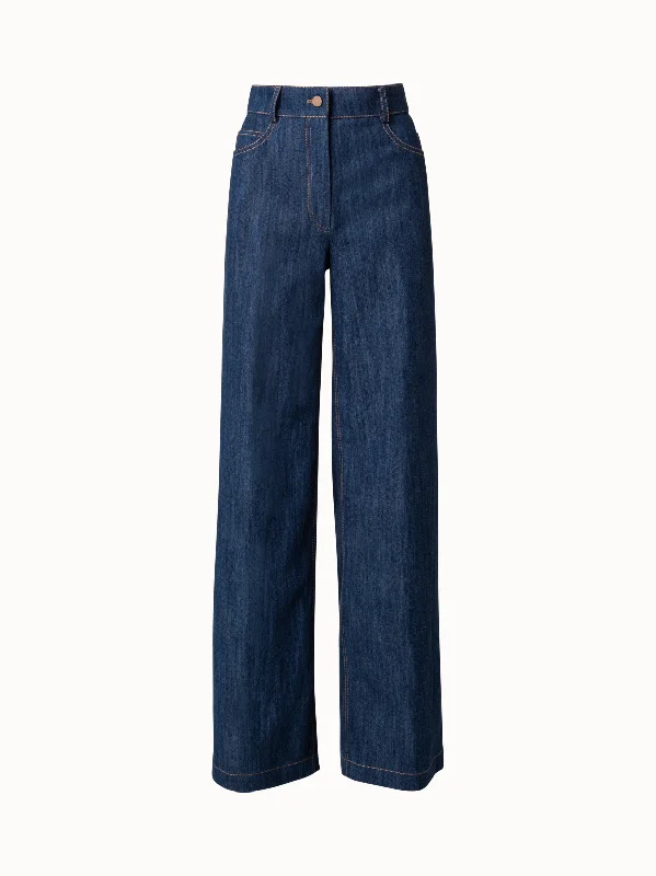 Plus Size Women's Patchwork - Design Jeans for a Unique AppearanceWide Leg Pants in Cotton Stretch Denim Plus Size Women's Patchwork - Design Jeans for a Unique AppearanceWide Leg Pants in Cotton Stretch Denim