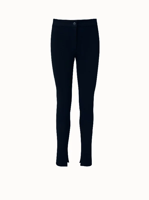 Tapered Leg Women's Wool Blend Trousers for WinterStretch Jersey Skinny Leg Pants
