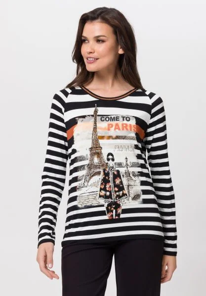 Women's Cropped Cable - Knit Merino Wool Sweater in Beige for a Trendy Fall OutfitTuzzi Black Striped Long Sleeved Tshirt Women's Cropped Cable - Knit Merino Wool Sweater in Beige for a Trendy Fall OutfitTuzzi Black Striped Long Sleeved Tshirt