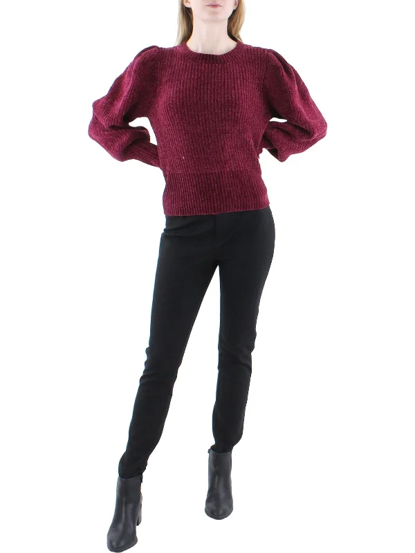 Womens Shaker Knit Crewneck Pullover Sweater