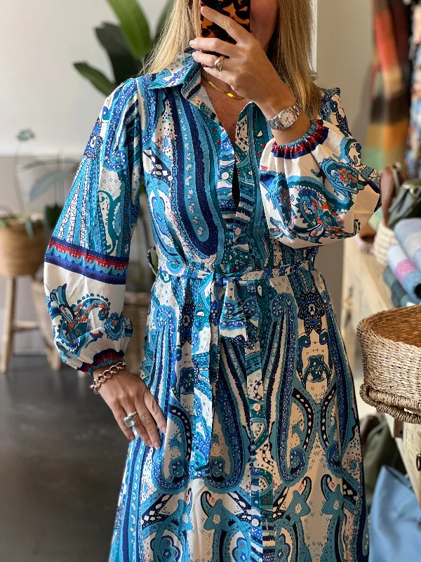 Pleated Women Dress with a Timeless and Elegant Texture Pleated Women Dress with a Timeless and Elegant Texture Boho Chic Shirt Dress Long Sleeve- blue Pleated Women Dress with a Timeless and Elegant Texture Pleated Women Dress with a Timeless and Elegant Texture Boho Chic Shirt Dress Long Sleeve- blue