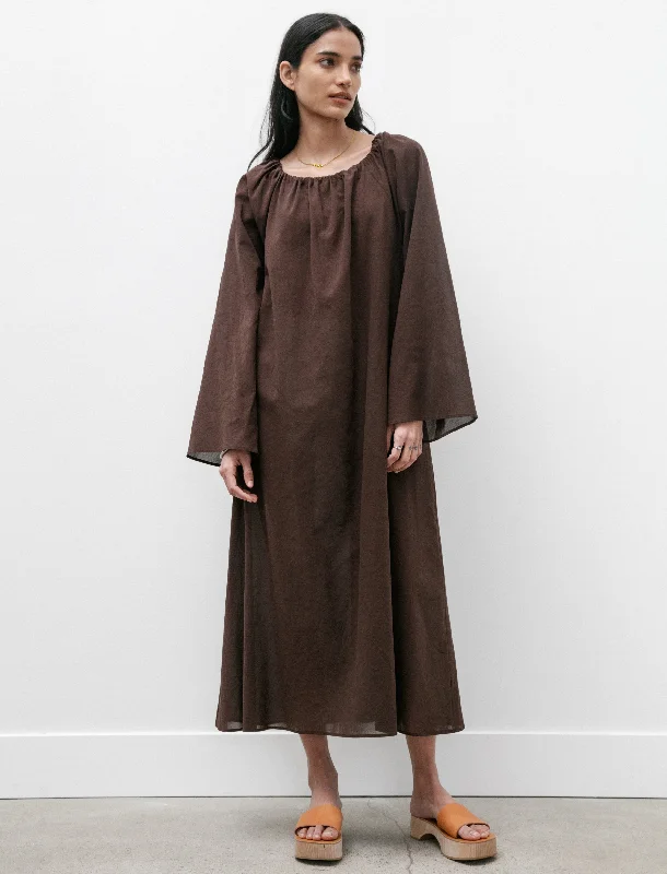 Lace - Embellished Women Dress for an Elegant and Sophisticated Appearance Lace - Embellished Women Dress for an Elegant and Sophisticated Appearance Gathered Dress Light Cotton Dark Brown Lace - Embellished Women Dress for an Elegant and Sophisticated Appearance Lace - Embellished Women Dress for an Elegant and Sophisticated Appearance Gathered Dress Light Cotton Dark Brown