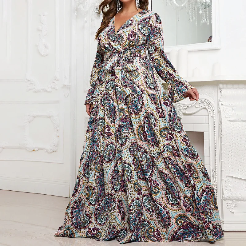 Backless Women Dress for a Sexy and Alluring Look at Evening Events Backless Women Dress for a Sexy and Alluring Look at Evening Events NiDELL Large Cross-Border Long Dress Featured Printed Long-Sleeved Dress Waist-Controlled Lace-up Foreign Trade Elegant Dress-Fmgx706 Backless Women Dress for a Sexy and Alluring Look at Evening Events Backless Women Dress for a Sexy and Alluring Look at Evening Events NiDELL Large Cross-Border Long Dress Featured Printed Long-Sleeved Dress Waist-Controlled Lace-up Foreign Trade Elegant Dress-Fmgx706