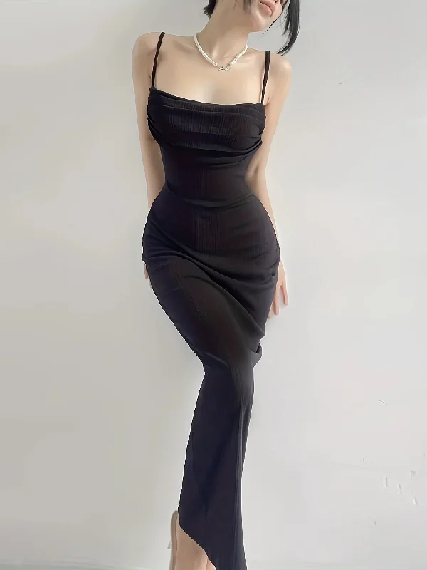 Halter Neck Women Dress to Show Off the Shoulders and Neckline Halter Neck Women Dress to Show Off the Shoulders and Neckline Solid Backless Cami Dress, Elegant Bodycon Suspender Maxi Dress, Womens Clothing Halter Neck Women Dress to Show Off the Shoulders and Neckline Halter Neck Women Dress to Show Off the Shoulders and Neckline Solid Backless Cami Dress, Elegant Bodycon Suspender Maxi Dress, Womens Clothing