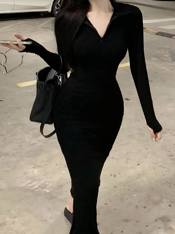 Off - the - Shoulder Women Dress for a Romantic and Feminine Look Off - the - Shoulder Women Dress for a Romantic and Feminine Look Solid Color Zipper Lapel Slim Dress, Chic Long Sleeve Maxi Length Dress, Women's Clothing Off - the - Shoulder Women Dress for a Romantic and Feminine Look Off - the - Shoulder Women Dress for a Romantic and Feminine Look Solid Color Zipper Lapel Slim Dress, Chic Long Sleeve Maxi Length Dress, Women's Clothing