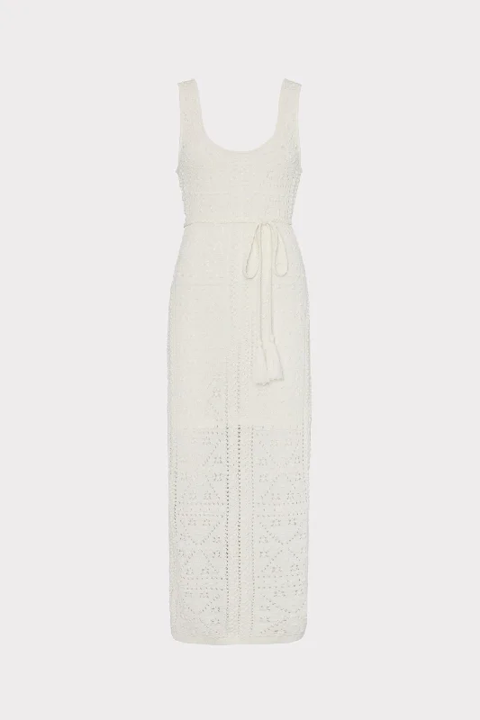 Midi dresses with satin - finish fabrics for a luxurious feelBubble Pointelle Knit Midi Dress Midi dresses with satin - finish fabrics for a luxurious feelBubble Pointelle Knit Midi Dress