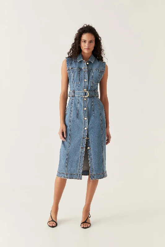 Midi dresses with pleated skirts for a timeless and elegant appealDarcie Denim Midi Dress Midi dresses with pleated skirts for a timeless and elegant appealDarcie Denim Midi Dress